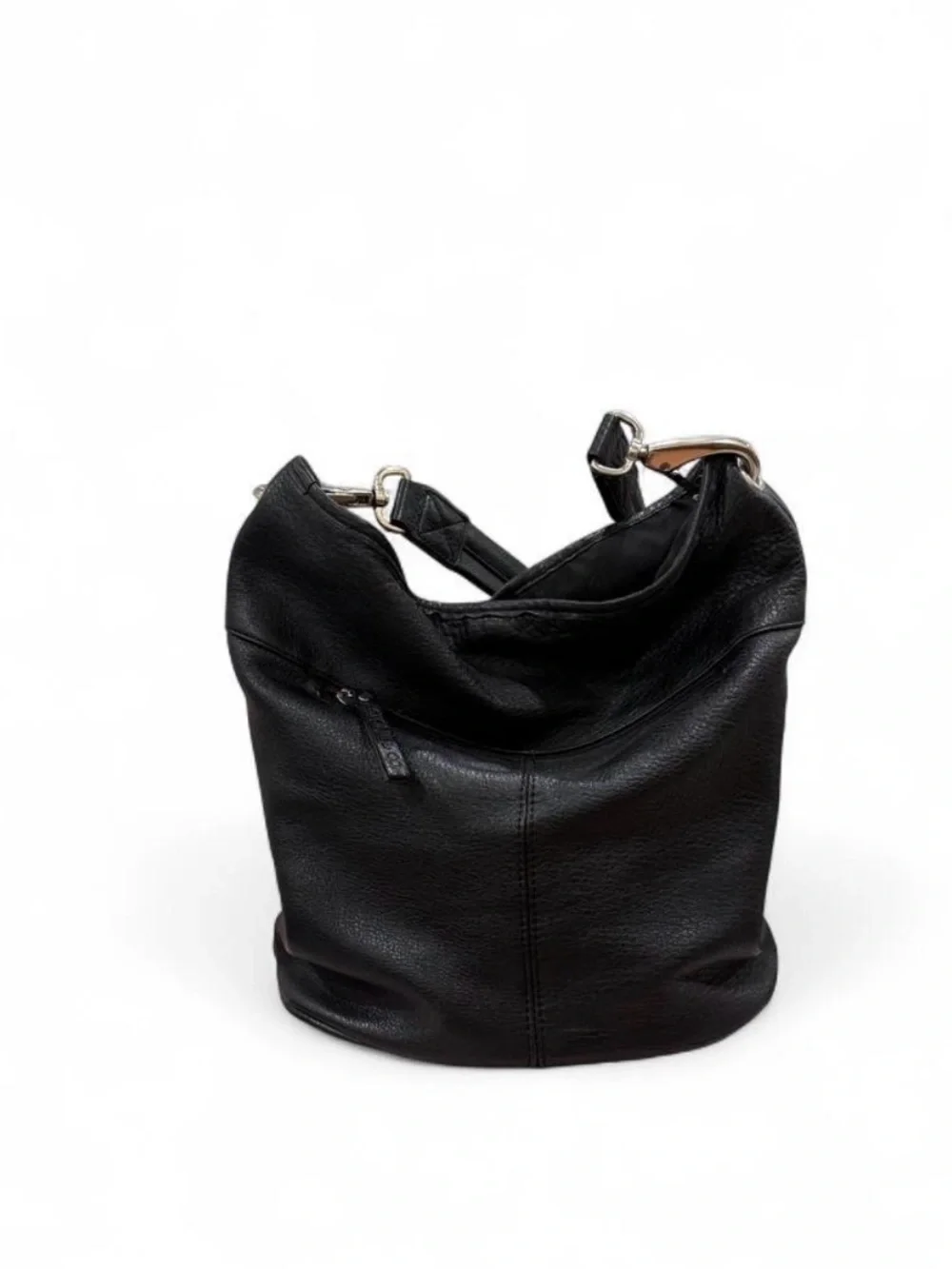 Stone & Co. Black Leather Hobo with Silver Hardware